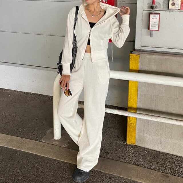 ラメZIPパーカー・パンツセットアップ