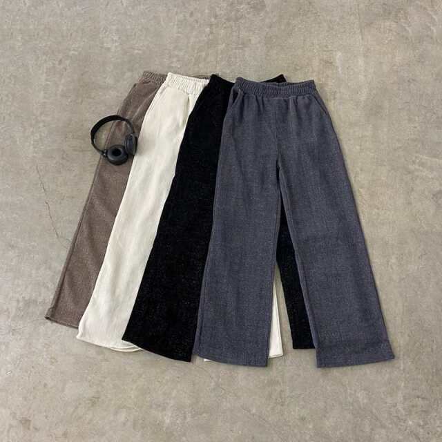 ストーンデニムワイドパンツ