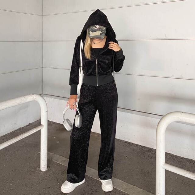 ラメZIPパーカー・パンツセットアップ