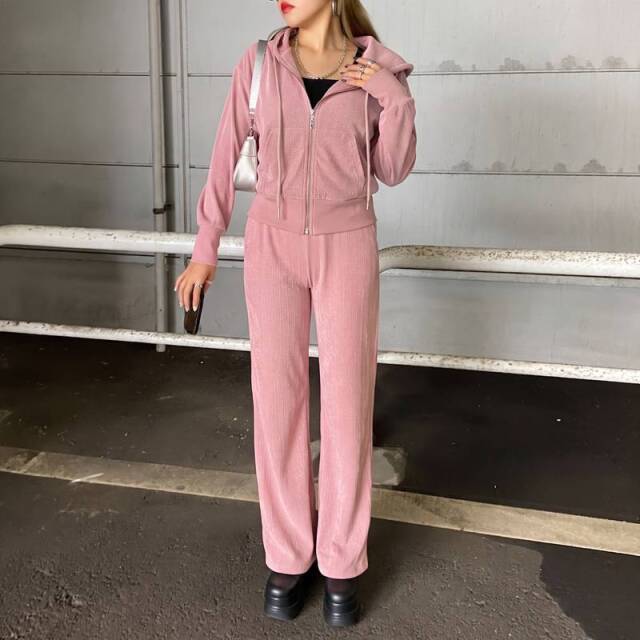 ラメZIPパーカー・パンツセットアップ