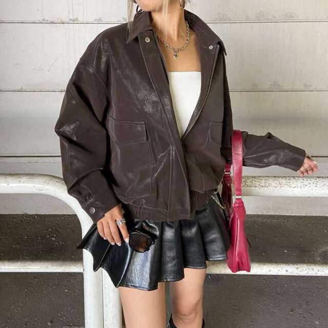 型押し合成皮革ブルゾン