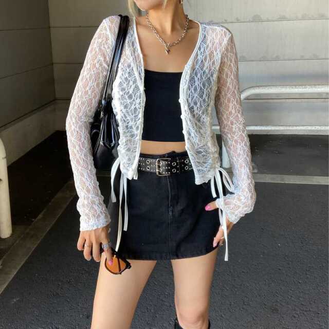 レースドロストプルオーバー