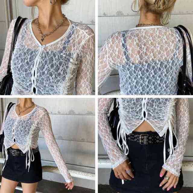 レースドロストプルオーバー