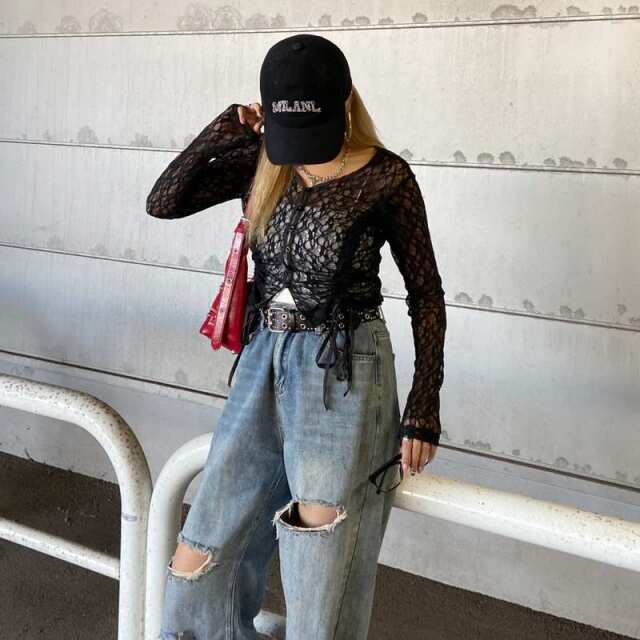 レースドロストプルオーバー