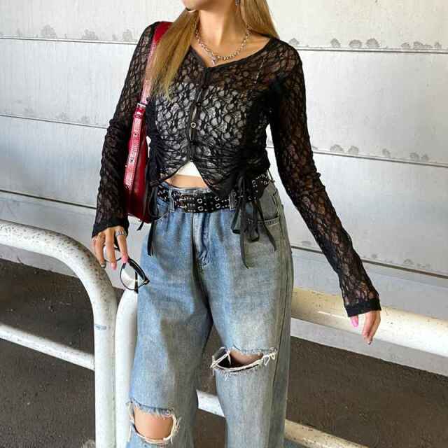 レースドロストプルオーバー