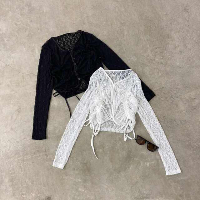 レースドロストプルオーバー