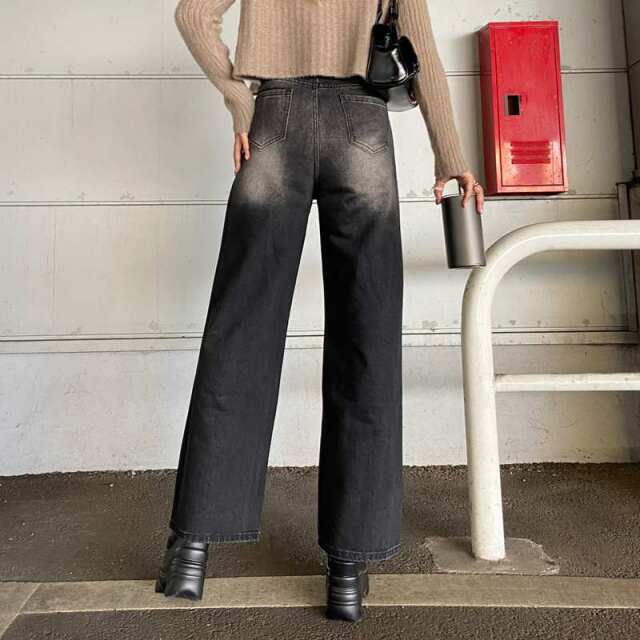 ストーンデニムワイドパンツ