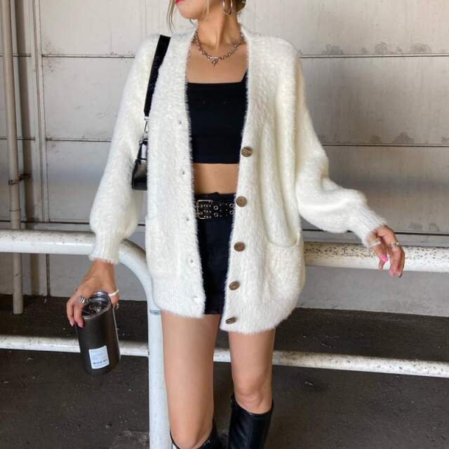 シャギーニットカーディガン