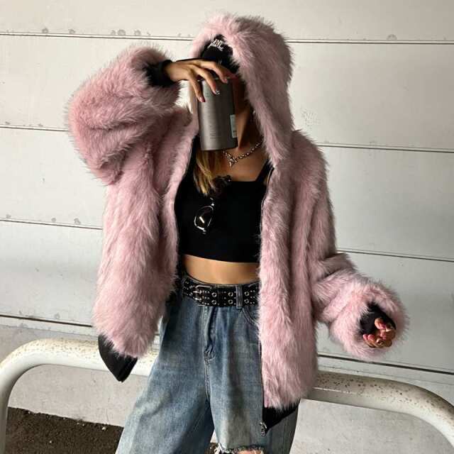 リバーシブルファーフードブルゾン