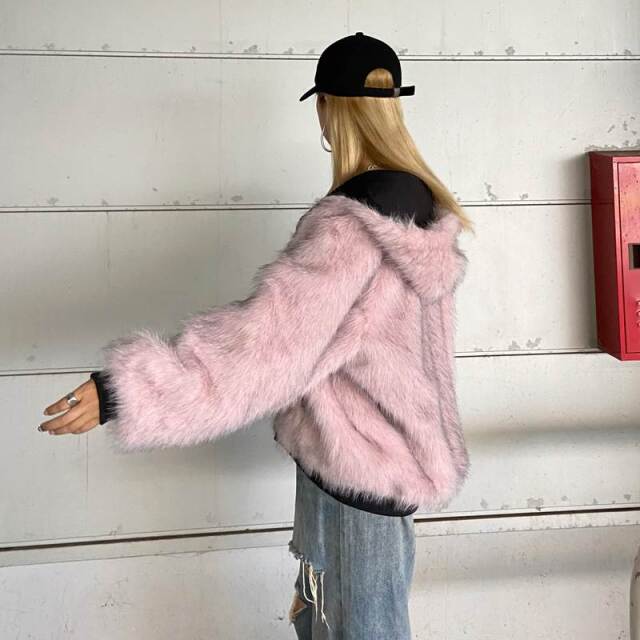 リバーシブルファーフードブルゾン