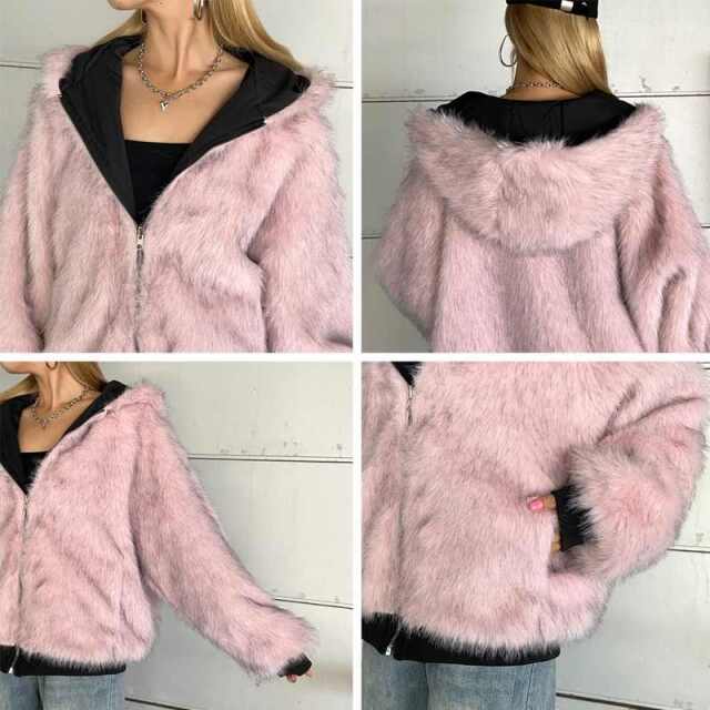 リバーシブルファーフードブルゾン