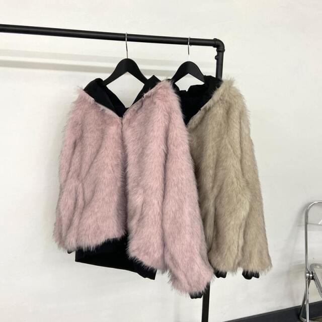 リバーシブルファーフードブルゾン