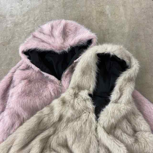 リバーシブルファーフードブルゾン