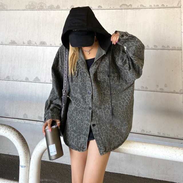 ヒョウ柄フードジャケット