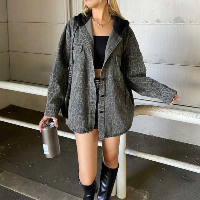 ヒョウ柄フードジャケット