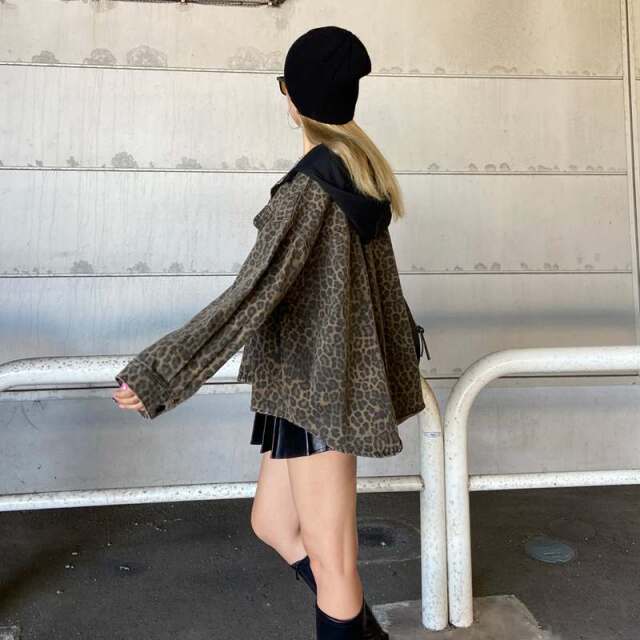 ヒョウ柄フードジャケット