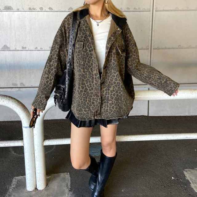 ヒョウ柄フードジャケット