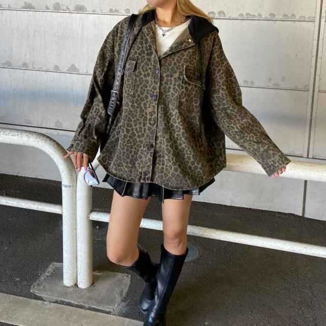 ヒョウ柄フードジャケット