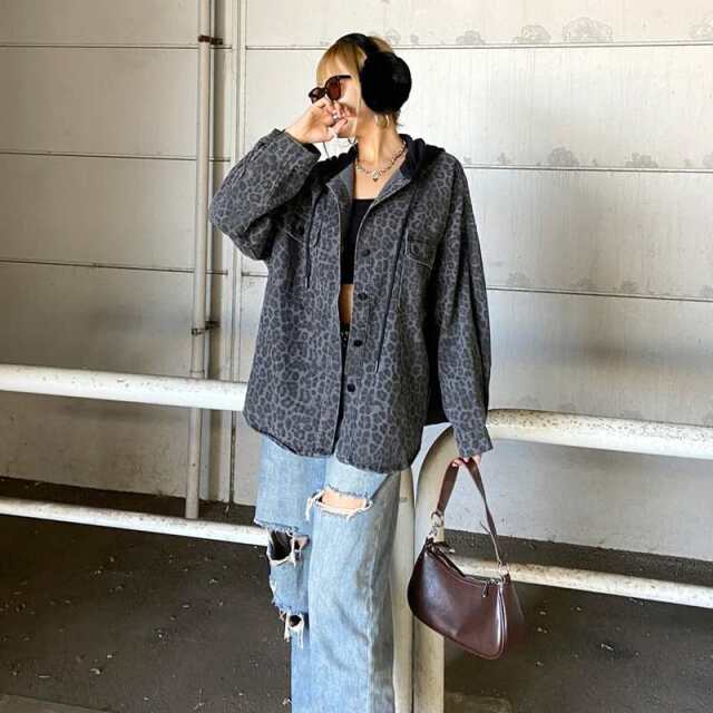 ヒョウ柄フードジャケット