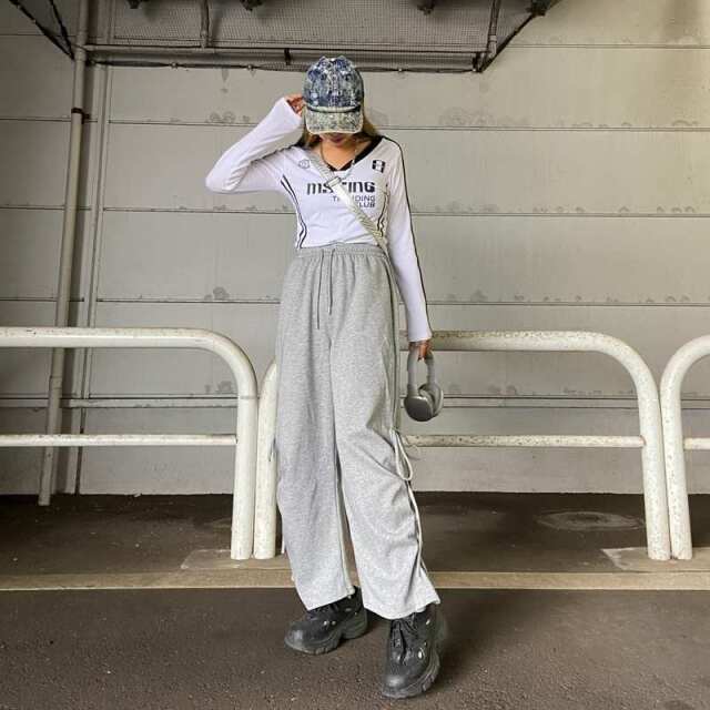 サイドリボンワイドパンツ