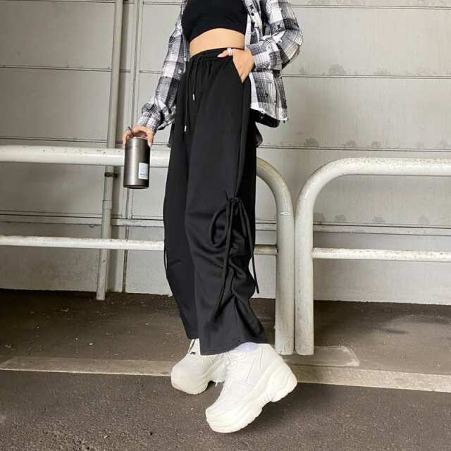 サイドリボンワイドパンツ