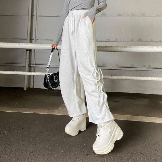 サイドリボンワイドパンツ