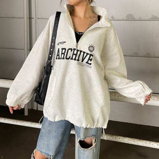 ハーフZIP裾ドロストチュニック