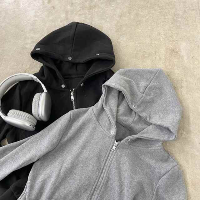 ファーフードZIPパーカー・フレアパンツセットアップ