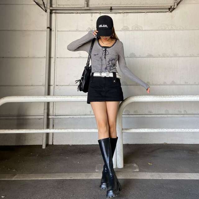 アンサンブル風レースアップトップス