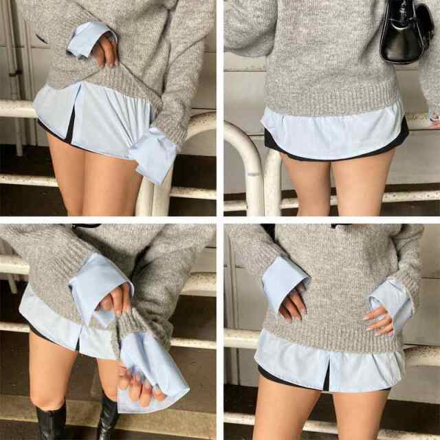 シャツ見せかけニットチュニック