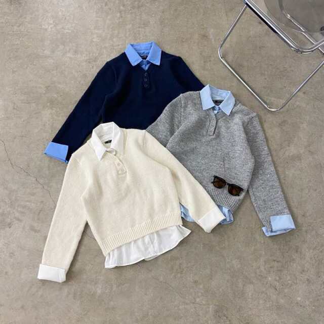 シャツ見せかけニットチュニック