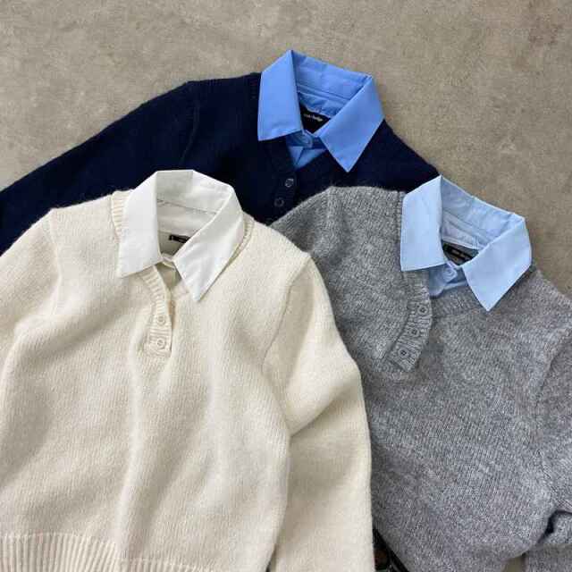 シャツ見せかけニットチュニック