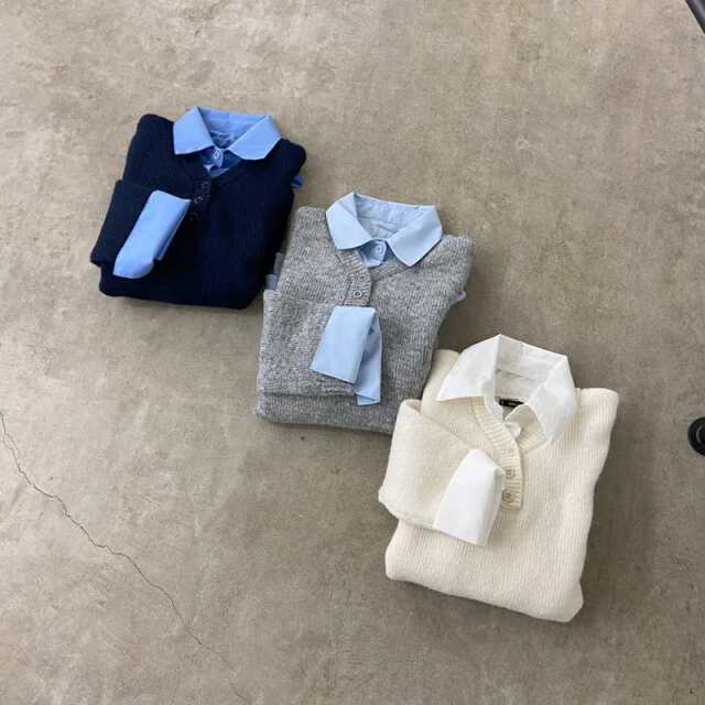 シャツ見せかけニットチュニック