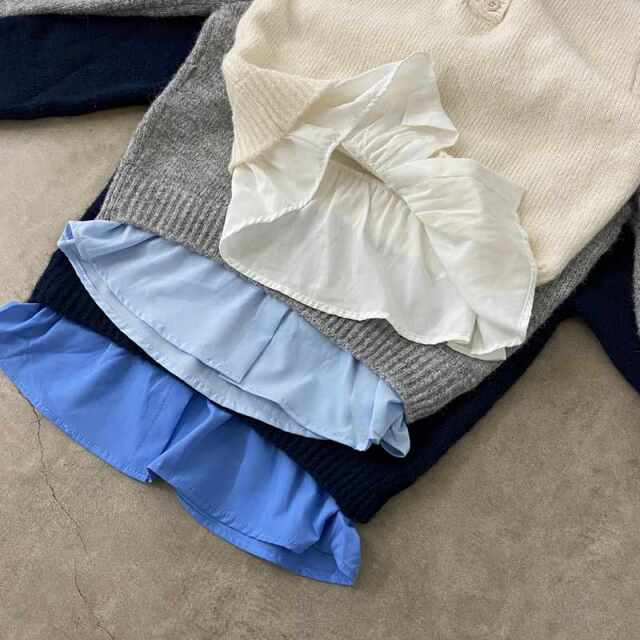 シャツ見せかけニットチュニック