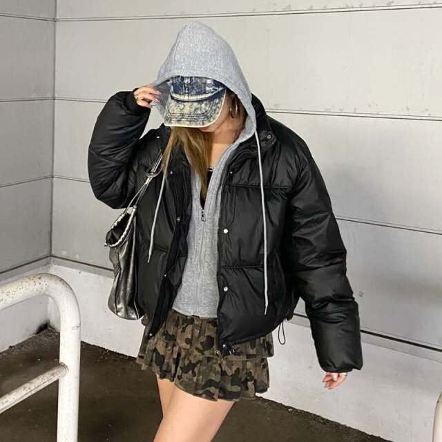 中綿カットフード見せかけブルゾン