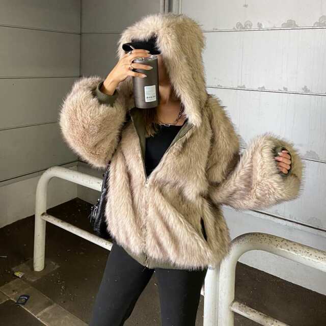 リバーシブルファーフードミリタリージャケット