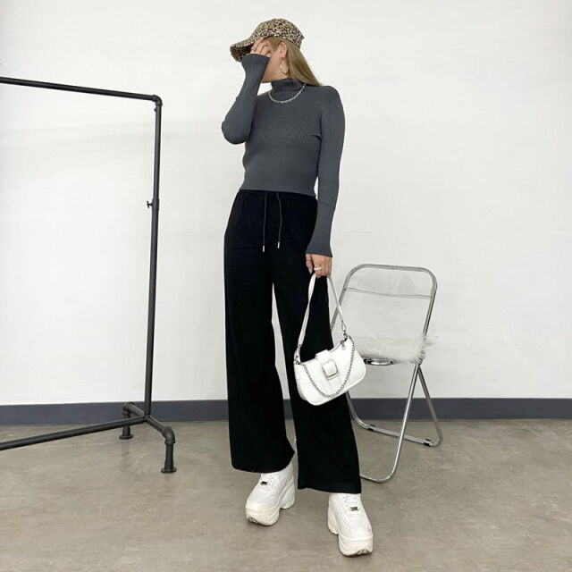 起毛ワイドパンツ
