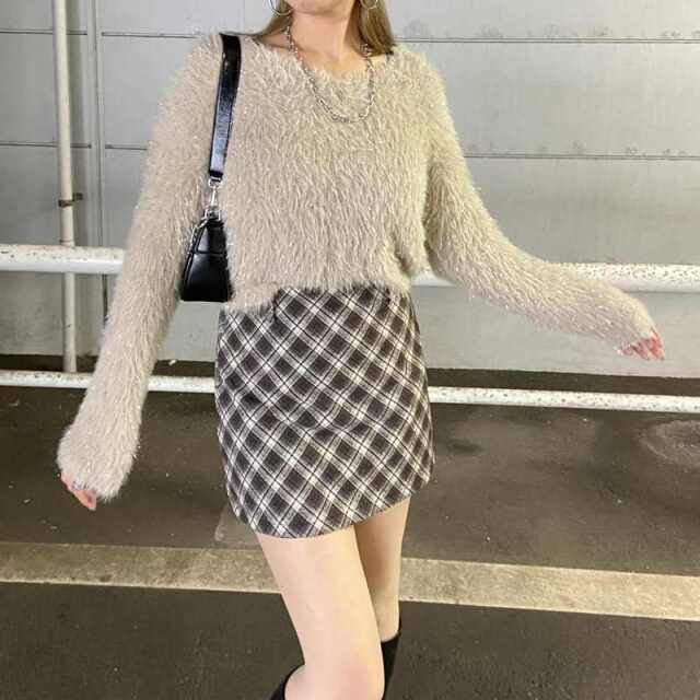 チェックミニスカート