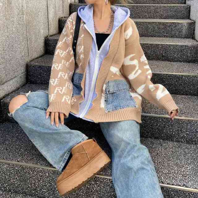 アンサンブル風デニムポケニットカーディガン