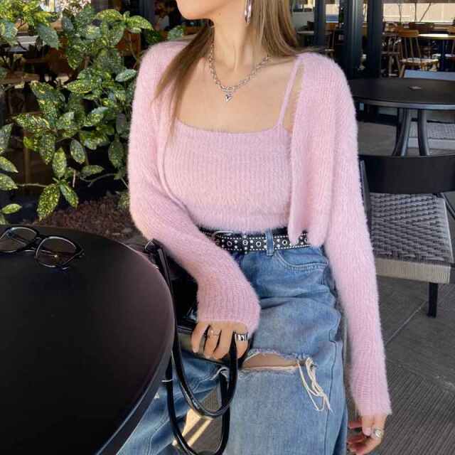 シャギーキャミソール・トッパーセット