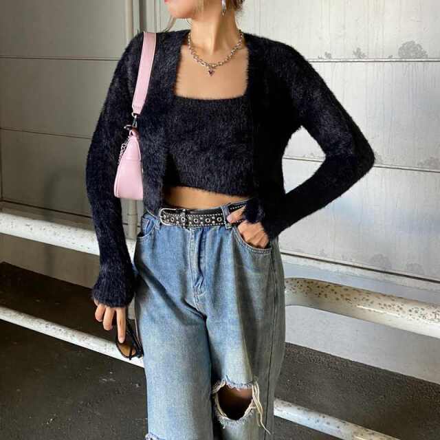 シャギーキャミソール・トッパーセット