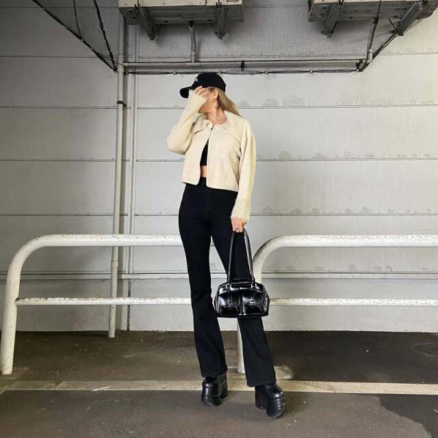 襟袖シャギーWZIPトップス