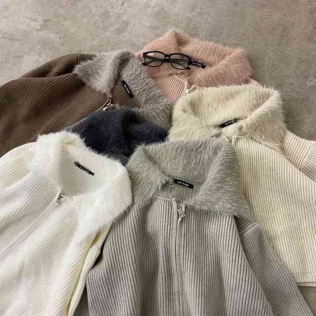 襟袖シャギーWZIPトップス