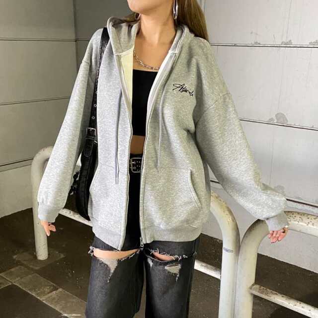 裏起毛フードロゴビッグパーカー