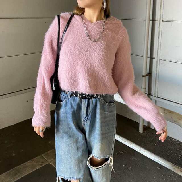 シャギーフードプルオーバー