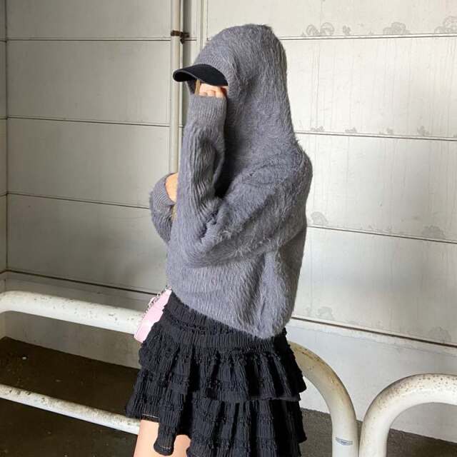 シャギーフードプルオーバー