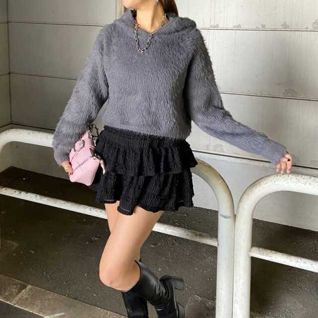 シャギーフードプルオーバー