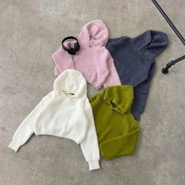 シャギーフードプルオーバー