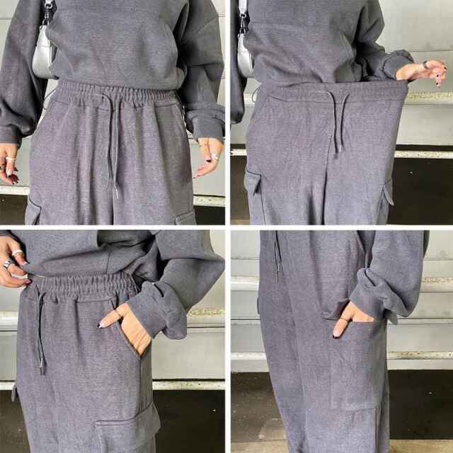 ZIPハイネックトップス・カーゴパンツセットアップ