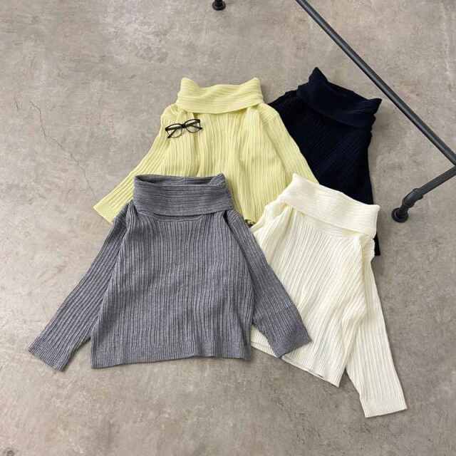 リブニットオフショルプルオーバー